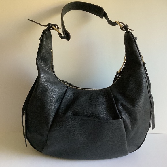 Aimee Kestenberg Leather Black Corfu Pleated Hobo Bag, NWOT - Picture 1 of 15